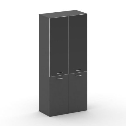 Fresco Шкаф широкий высокий FRU.ST-101 black Базальт UM/Лакобель Черный/Хром 896*460*2000