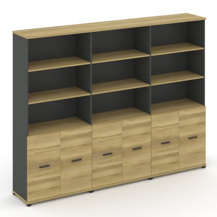 Concept Шкаф 3 широкие секции, 5 ниш CN.STS-531 A Дуб Винченцо/Антрацит/Металл Антрацит 2500*420*192