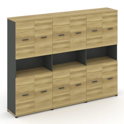 Concept Шкаф 3 широкие секции, 5 ниш CN.STS-533 A Дуб Винченцо/Антрацит/Металл Антрацит 2500*420*192