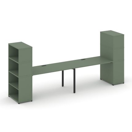 Concept Рабочая станция с опорными стеллажами с надставкой выс. CN.ORS-215 Кобо/Металл Черный 3600*7