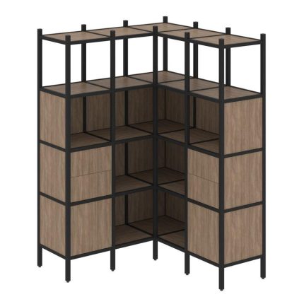 Loft Угловой внутренний стеллаж VR.L-33 Дуб Аризона/Металл Черный 1278*1278*1869