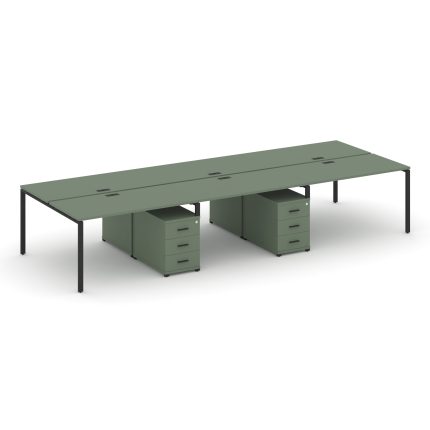 Concept Рабочая станция 6 мест с 2 двухсторонними опорными тумбами CN.DRS-341 B Кобо/Металл Черный 2