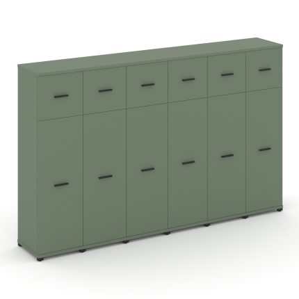 Concept Шкаф 6 узких секций, 4 ниши CN.STU-464 B Кобо/Металл Черный 2500*420*1554