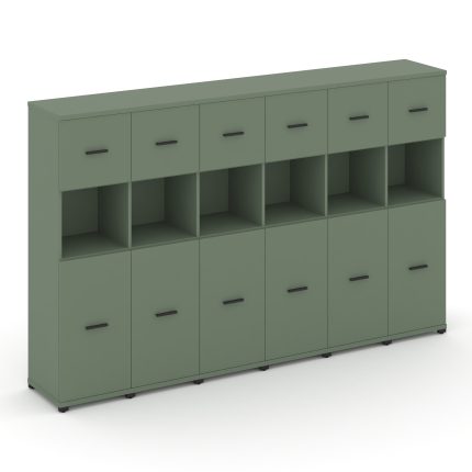 Concept Шкаф 6 узких секций, 4 ниши CN.STU-465 B Кобо/Металл Черный 2500*420*1554