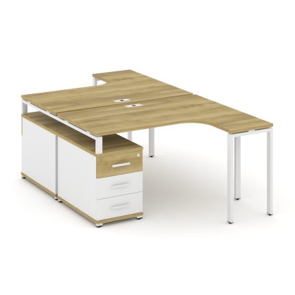Concept Рабочая станция с двойной опорной тумбой CN.DSA-301 W Дуб Винченцо/Белый Бриллиант/Металл Бе