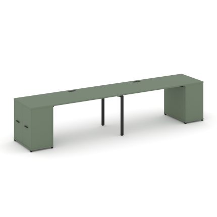 Concept Рабочая станция с опорными распаш. шкафами CN.ORS-219 B Кобо/Металл Черный 3600*720*750