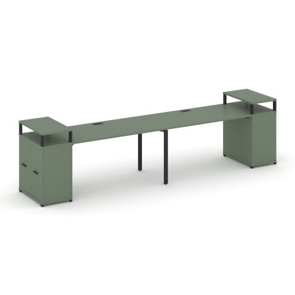 Concept Рабочая станция с опорными распаш. шкафами с верх. горизонтами  CN.ORS-221 B Кобо/Металл Чер