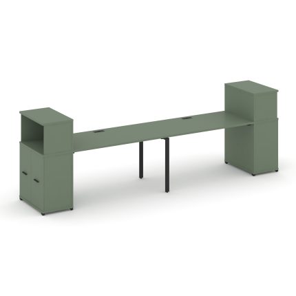 Concept Рабочая станция с опорными распаш. шкафами с надставкой низ. CN.ORS-225 B Кобо/Металл Черный