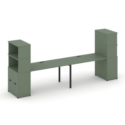 Concept Рабочая станция с опорными распаш. шкафами с надставкой выс. CN.ORS-229 B Кобо/Металл Черный