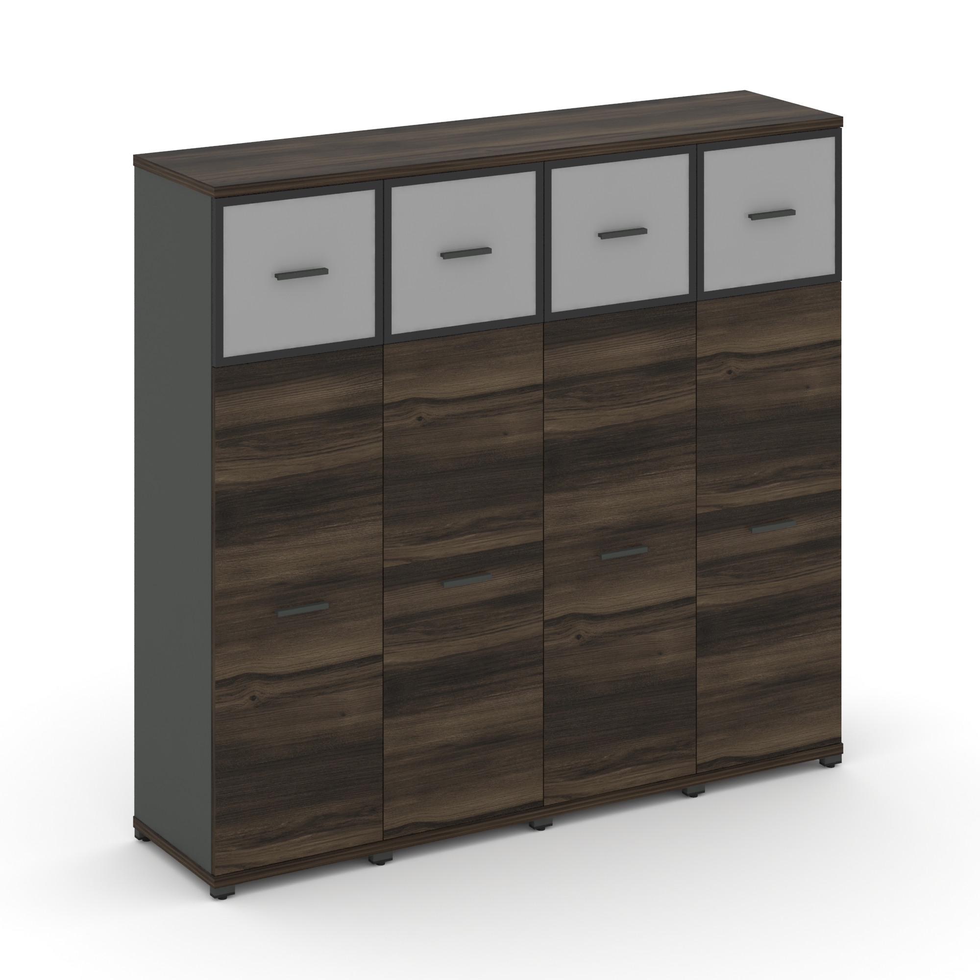 Concept Шкаф 4 узкие секции, 4 ниши CN.STU-444 RMB A Дуб Мали/Антрацит/Металл Антрацит/Сатин 1668*42