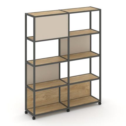 Shelf Mobile Стеллаж 5 уровней 2 секции VR.LT-STK-514.12 Тиквуд Светлый/Металл Антрацит/W-04 2370*40