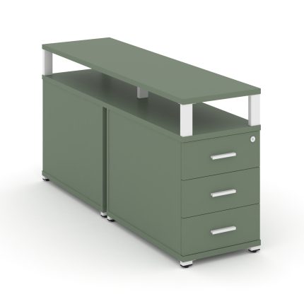 Concept Тумба двухсторонняя приставная 3 ящ. с надставкой. CN.DTGP-001 W Кобо/Металл Белый 420*1480*