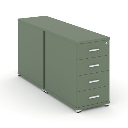 Concept Тумба двухсторонняя опорная/приставная 4 ящ. CN.DTGO-002 W Кобо/Металл Белый 420*1480*750