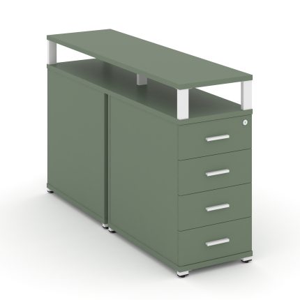 Concept Тумба двухсторонняя опорная/приставная 4 ящ. с надставкой. CN.DTGO-003 W Кобо/Металл Белый 4