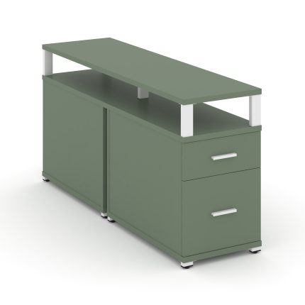 Concept Тумба двухсторонняя приставная 1 ящ.+1 распаш. фасад с надставкой. CN.DTGP-002 W Кобо/Металл