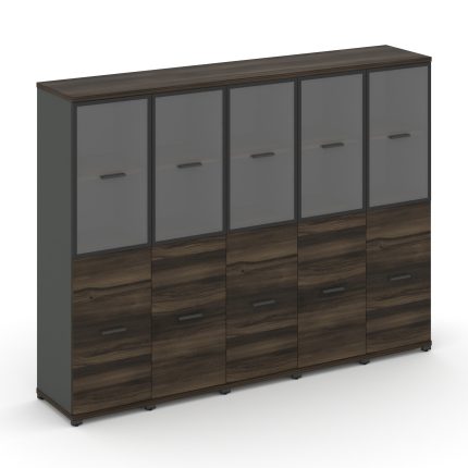 Concept Шкаф 5 узких секций, 4 ниши CN.STU-452 RPB A Дуб Мали/Антрацит/Металл Антрацит/Прозрачный 20