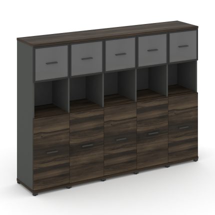 Concept Шкаф 5 узких секций, 4 ниши CN.STU-455 RPB A Дуб Мали/Антрацит/Металл Антрацит/Прозрачный 20