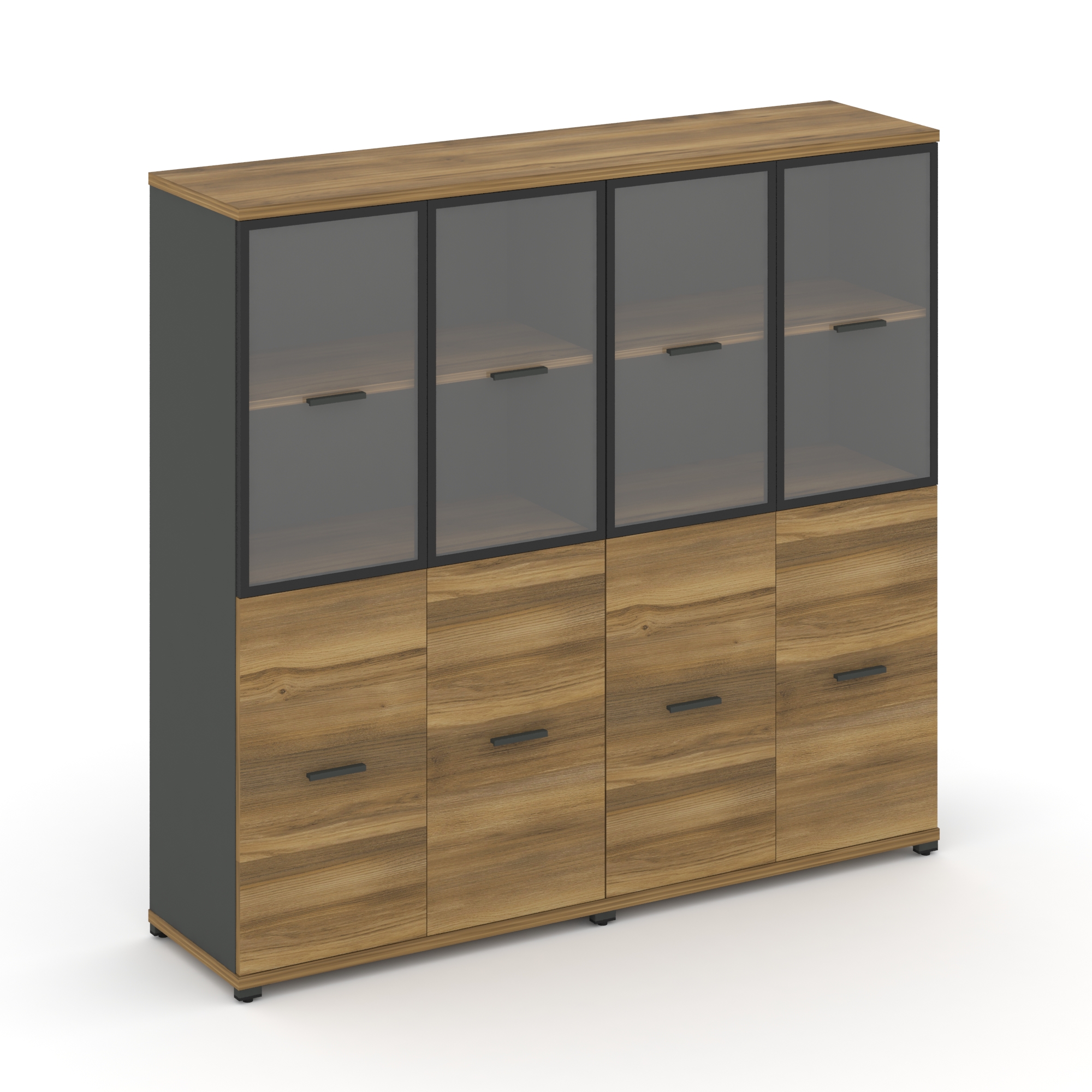 Concept Шкаф 2 широкие секции, 4 ниши CN.STS-422 RPB A Сандал Янтарный/Антрацит/Металл Антрацит/Проз