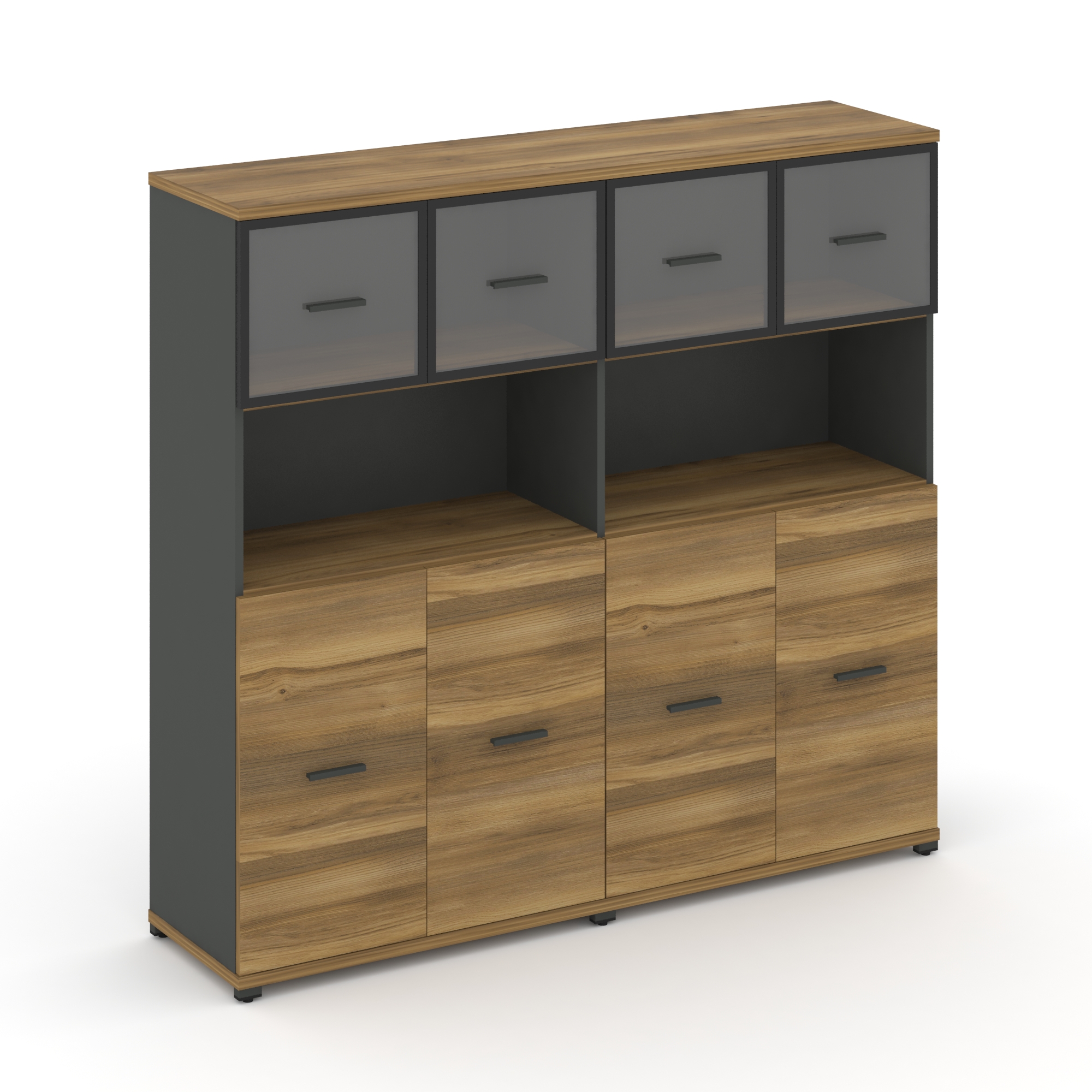 Concept Шкаф 2 широкие секции, 4 ниши CN.STS-425 RPB A Сандал Янтарный/Антрацит/Металл Антрацит/Проз