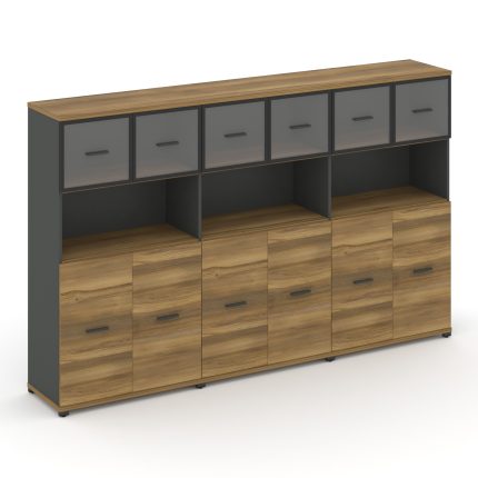 Concept Шкаф 3 широкие секции, 4 ниши CN.STS-435 RPB A Сандал Янтарный/Антрацит/Металл Антрацит/Проз