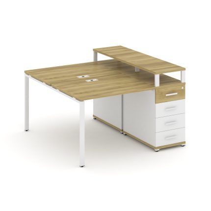 Concept Рабочая станция с 1 опорной тумбой CN.DRS-409 W Дуб Винченцо/Белый Бриллиант/Металл Белый 14