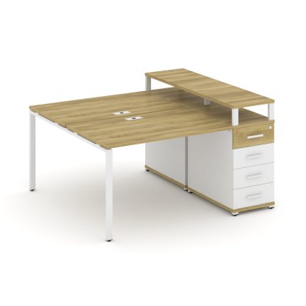 Concept Рабочая станция с 1 опорной тумбой CN.DRS-410 W Дуб Винченцо/Белый Бриллиант/Металл Белый 16