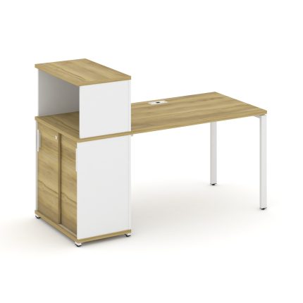 Concept Стол рабочий с опорным шкафом-купе с надставкой низ. CN.SP-238 W Дуб Винченцо/Белый Бриллиан
