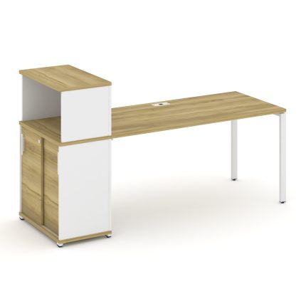 Concept Стол рабочий с опорным шкафом-купе с надставкой низ. CN.SP-240 W Дуб Винченцо/Белый Бриллиан