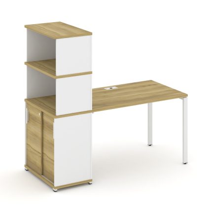 Concept Стол рабочий с опорным шкафом-купе с надставкой выс. CN.SP-242 W Дуб Винченцо/Белый Бриллиан