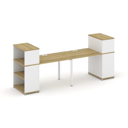 Concept Рабочая станция с опорными стеллажами с надставкой низ. CN.ORS-209 Дуб Винченцо/Белый Брилли