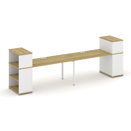 Concept Рабочая станция с опорными стеллажами с надставкой низ. CN.ORS-211 Дуб Винченцо/Белый Брилли