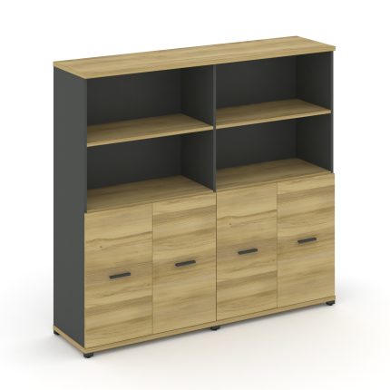 Concept Шкаф 2 широкие секции, 4 ниши CN.STS-421 A Дуб Винченцо/Антрацит/Металл Антрацит 1668*420*15