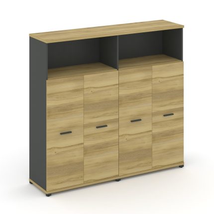 Concept Шкаф 2 широкие секции, 4 ниши CN.STS-423 A Дуб Винченцо/Антрацит/Металл Антрацит 1668*420*15