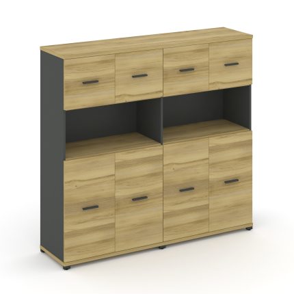 Concept Шкаф 2 широкие секции, 4 ниши CN.STS-425 A Дуб Винченцо/Антрацит/Металл Антрацит 1668*420*15