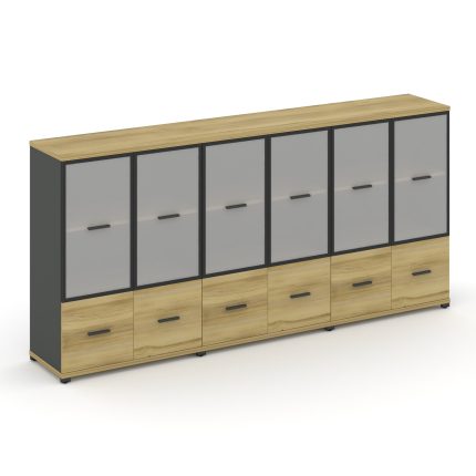 Concept Шкаф 3 широкие секции, 3 ниши CN.STS-332 RMB A Дуб Винченцо/Антрацит/Металл Антрацит/Сатин 2