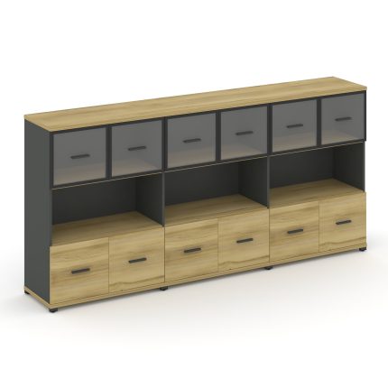 Concept Шкаф 3 широкие секции, 3 ниши CN.STS-335 RPB A Дуб Винченцо/Антрацит/Металл Антрацит/Прозрач