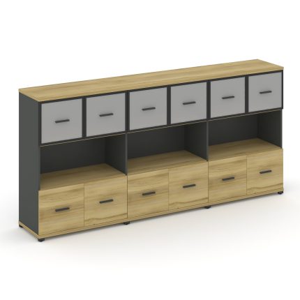 Concept Шкаф 3 широкие секции, 3 ниши CN.STS-335 RMB A Дуб Винченцо/Антрацит/Металл Антрацит/Сатин 2