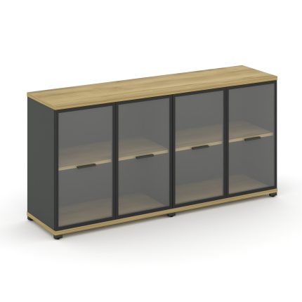 Concept Шкаф 2 широкие секции, 2 нишии CN.STS-223 RPB A Дуб Винченцо/Антрацит/Металл Антрацит/Прозра