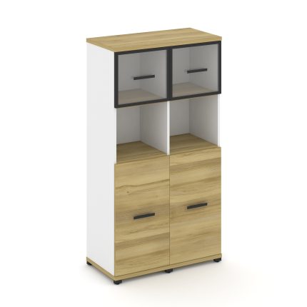 Concept Шкаф 2 узкие секции, 4 ниши CN.STU-425 RPB B Дуб Винченцо/Белый Бриллиант/Металл Черный/Проз