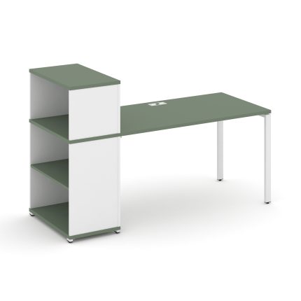 Concept Стол рабочий с опорным стеллажом с надставкой низ. CN.SP-212 Кобо/Белый Бриллиант/Металл Бел