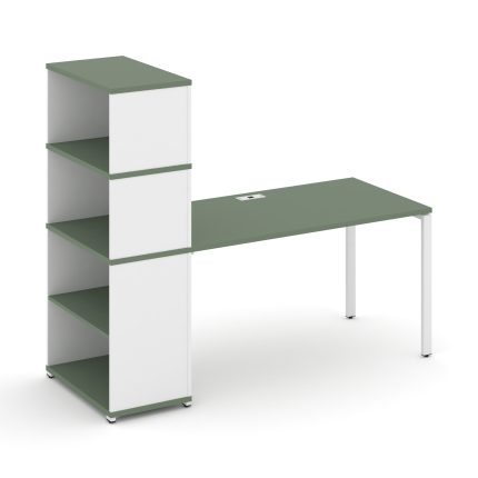 Concept Стол рабочий с опорным стеллажом с надставкой выс. CN.SP-213 Кобо/Белый Бриллиант/Металл Бел