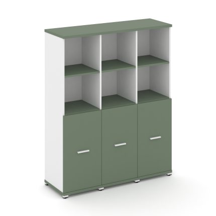 Concept Шкаф 3 узкие секции, 4 ниши CN.STU-431 W Кобо/Белый Бриллиант/Металл Белый 1252*420*1554