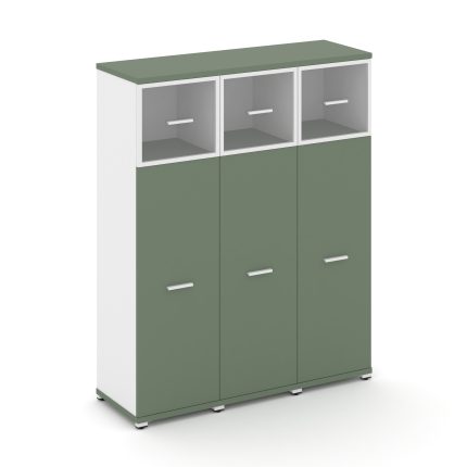 Concept Шкаф 3 узкие секции, 4 ниши CN.STU-434 RPW W Кобо/Белый Бриллиант/Металл Белый/Прозрачный 12