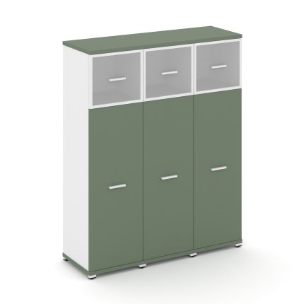 Concept Шкаф 3 узкие секции, 4 ниши CN.STU-434 RMW W Кобо/Белый Бриллиант/Металл Белый/Сатин 1252*42