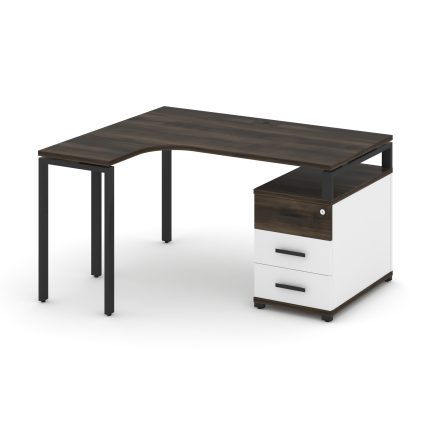 Concept Стол эргономичный с опорной тумбой CN.SA-301(L) B Дуб Мали/Белый Бриллиант/Металл Черный 138