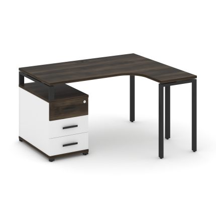 Concept Стол эргономичный с опорной тумбой CN.SA-301(R) B Дуб Мали/Белый Бриллиант/Металл Черный 138