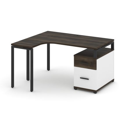 Concept Стол эргономичный с опорной тумбой CN.SA-302(L) B Дуб Мали/Белый Бриллиант/Металл Черный 138