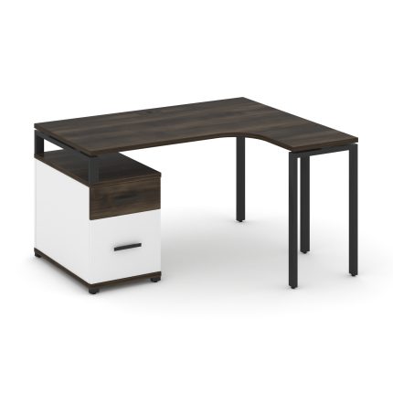 Concept Стол эргономичный с опорной тумбой CN.SA-302(R) B Дуб Мали/Белый Бриллиант/Металл Черный 138