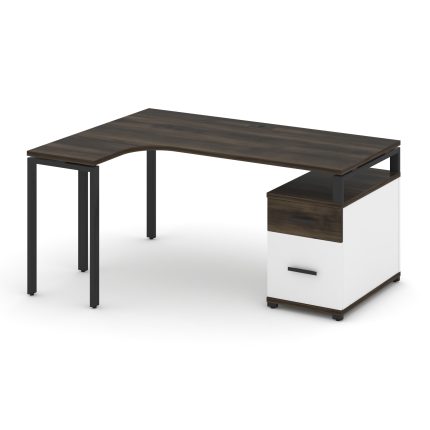 Concept Стол эргономичный с опорной тумбой CN.SA-304(L) B Дуб Мали/Белый Бриллиант/Металл Черный 158