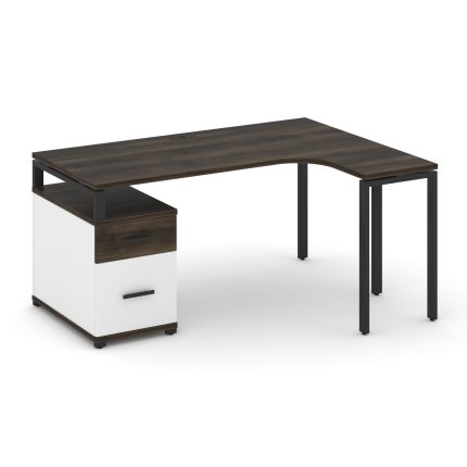 Concept Стол эргономичный с опорной тумбой CN.SA-304(R) B Дуб Мали/Белый Бриллиант/Металл Черный 158